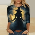 thumbnail image 2 of Drses‌‌ ‌‌‌‌‌‌‌‌‌‌Women's Halloween Witch Pumpkin Tee - 3/4 Sleeve Crew Neck Graphic T-Shirt for Spooky Season, 2 of 5