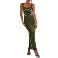 thumbnail image 1 of Faithtur Robe Longue Moulante pour Femmes, Patchwork, Sans Manches, Robe Camisole, Été, Dos Nu, Fente, Robe de Soirée, 1 of 7