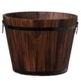 thumbnail image 2 of Small Wooden Whiskey Barrel Planter, 12" Dia 10" High, 2 of 10
