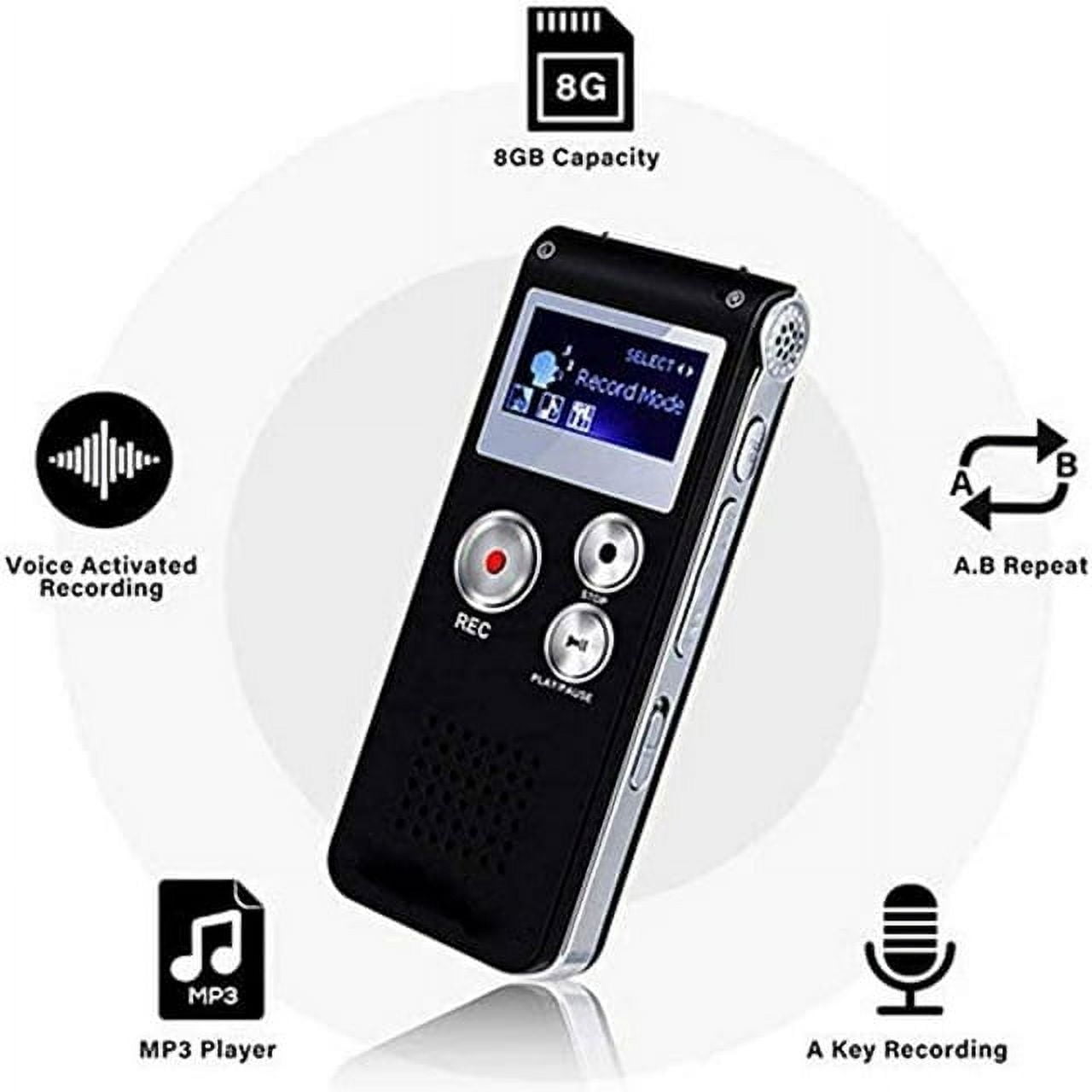 Digital Voice Recorder Meeting 8G - Easy to Use, Clear Recording with Playback - Voice Activated Recording - Digital Audio Recorder for Lectures, Handheld Recording Device
