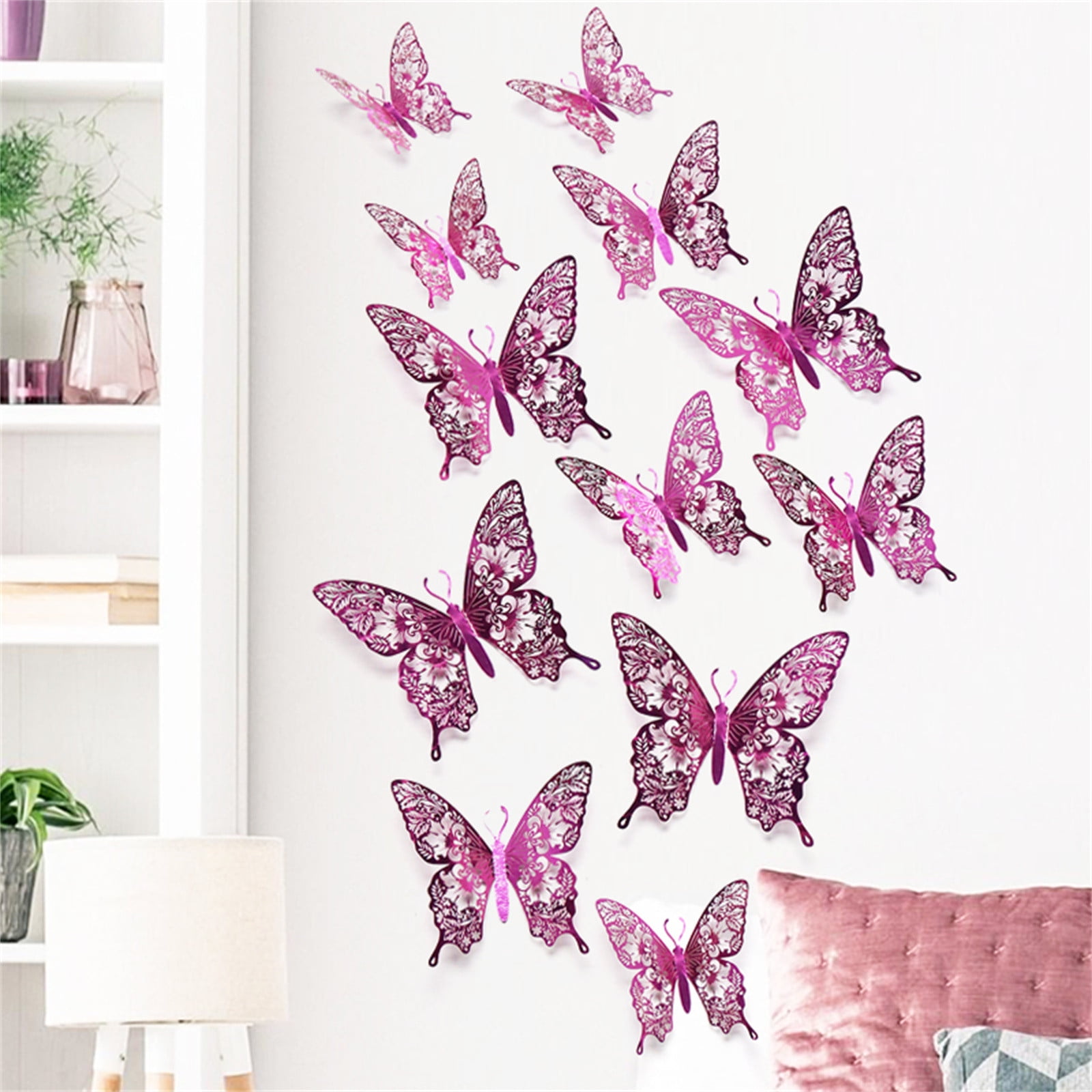 AURIGATE 12pcs 3D Butterfly Wall Decor, Removable Paper Butterfly Wall  Stickers Decorations, Butterflies Decals for Party Birthday Cake Baby  Shower Bedroom Wedding Crafts Decor 