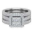 thumbnail image 4 of Princess Cut Quad Halo Double Band Wedding Ring Set 2.90 CTW 18K Gold ( G , VS ), 4 of 5