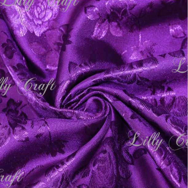Purple Brocade Jacquard Satin Fabric 58”/60” Inches Wide Sold By The