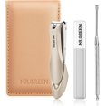 thumbnail image 1 of SHIQI-Nail Clippers, 3PCS Nail Clipper Set with Anti Splash Fingernail Clipper,Ear Pick,Glass Nail File,Professional Nail Clippers for Men and Women, Stainless Steel Nail Cutter with Leather Case, 1 of 4