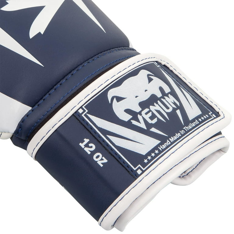 Venum Elite Boxing Gloves - White/Navy Blue 12 oz