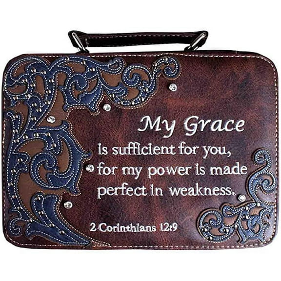 Western Embroidered Scripture Verse Psalm Bible Cover Books Case Cross Extra Strap Messenger Bag