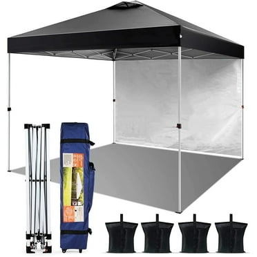 Naipo 10'x10' Pop up Tent with Sidewall,  Portable Outdoor Canopy,Sun & Rainy Use, Water Resistance, Foldable with Carry Bag, Black