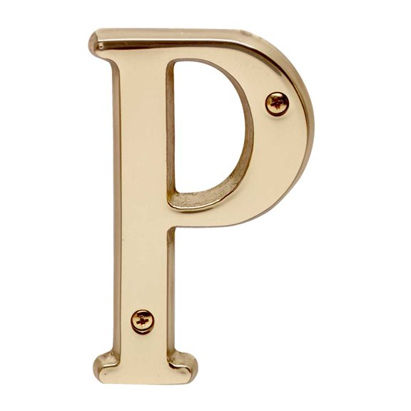 Letter "P" House Letters Solid Bright Brass 4" | Renovator's Supply