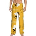 thumbnail image 2 of Lsque Cute Bee Butterfly Yelllow Print Men's Pajama Pants, Lounge Pant - Comfortable Home Wear,Elastic Waistband, Stylish Design-Small, 2 of 9
