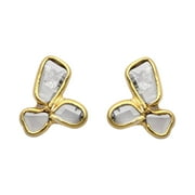Mooneye 0.25 Ctw Natural Diamond Polki Studs 925 Sterling Silver Gold Plated Women Gifts Earrings