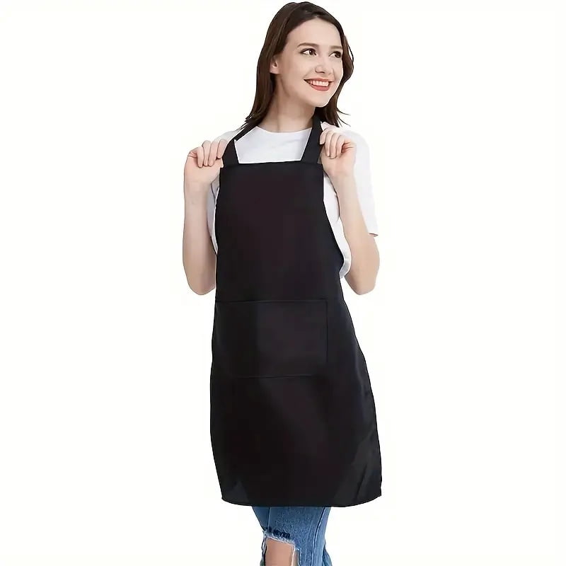 5PCS Waterproof Apron Set Black Aprons with Large Pockets Unisex Work Apron for Kitchen BBQ Restaurant Salon