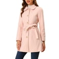 thumbnail image 4 of INSPIRE CHIC Women's Winter Elegant Contrast Color Lapel Collar Long Trench Coat, 4 of 6