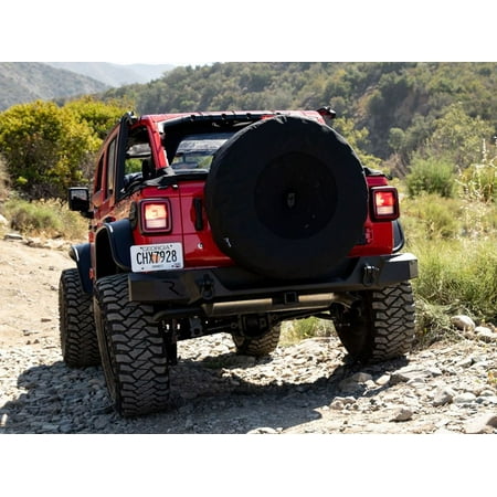 Rampage by RealTruck Spare Cover with Camera Slot | For 37 Inch Tire, Black | 773575 | Compatible with 2018 - 2024 Jeep Wrangler JL