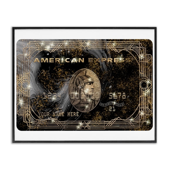 Stupell Industries Contemporary Glam Fashion Card Chic Pattern Money Sparkle Black Framed Giclee Art, 14 x 11, by Ziwei Li