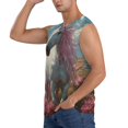 thumbnail image 3 of Pofeuu Flower White Horse (2) Print Men's Muscle T-Shirt, Sleeveless, Muscle Tank, Classic Muscle Tee Top For Men Casual Sleeveless Muscle T-Shirt Trendy Clothes-X-Large, 3 of 7