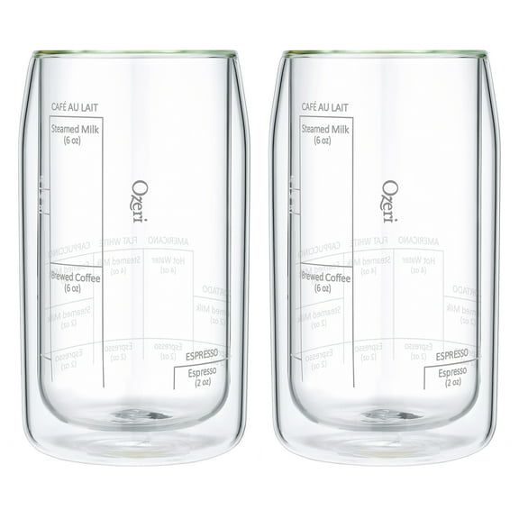 Ozeri Moderna Artisan Double Wall Barista Coffee Glasses 15 oz Set of 2