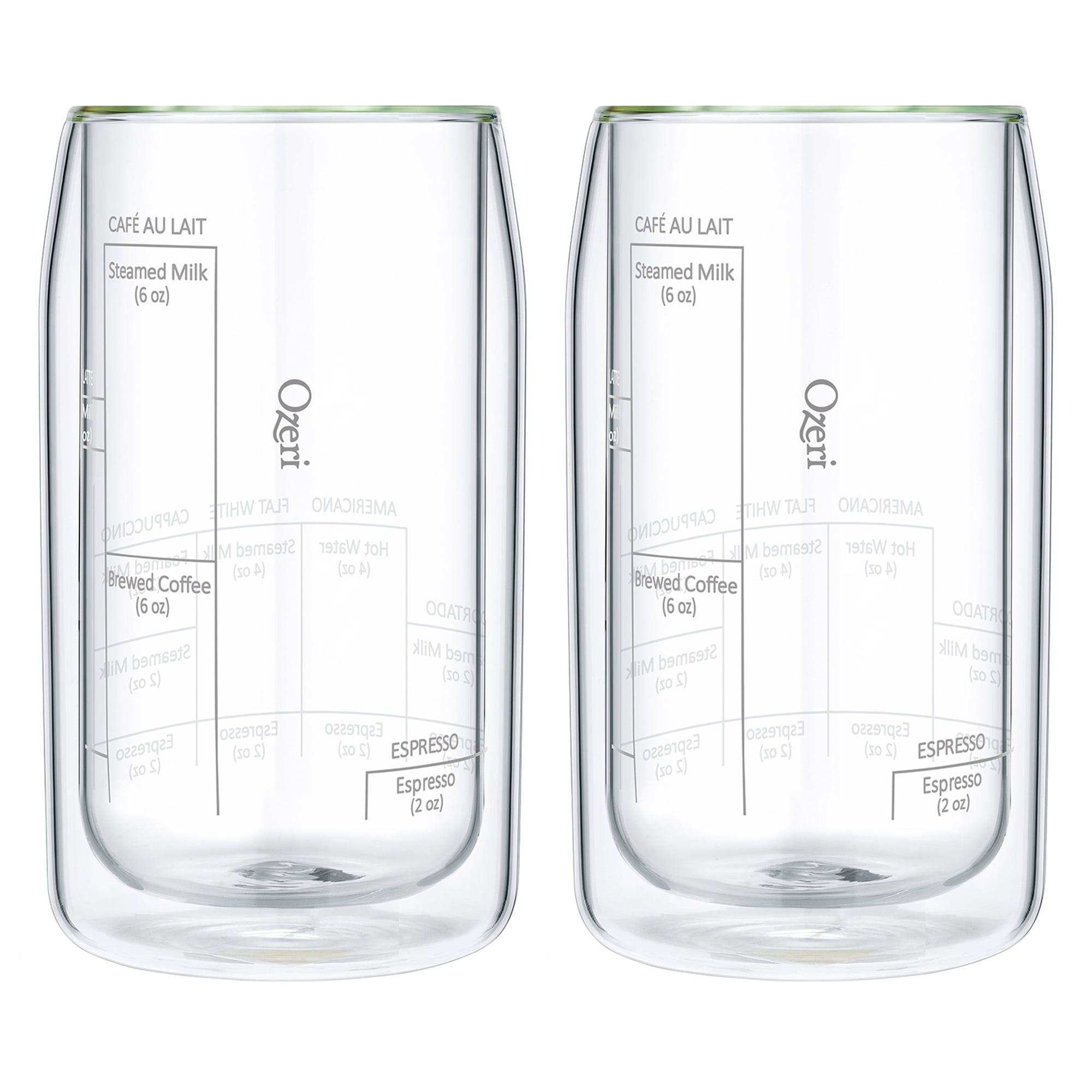Ozeri Moderna Artisan Double Wall Barista Coffee Glasses 15 oz Set of 2