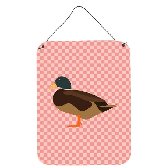 Carolines Treasures BB7867DS1216 Silver Bantam Duck Pink Check Wall or Door Hanging Prints