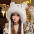 thumbnail image 2 of XIMIN Cute Cartoon Bear Ears Hat for Kid Girls Ear Protection Furry Faux Fur Beanie Hat kiing Climbing Hat Winter Fashion Warm Outdoor Ear Flaps Ski Hat, 2 of 4