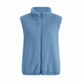 thumbnail image 3 of Gilet Sans Manches à Col Roulé pour Femmes, Chaud, en Peluche, avec Fermeture Éclair, Automne Hiver, avec Poches, TG, 3 of 7