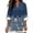 Blue Butterfly Flower Leaves, variant on Blue Flower Print Womens Long Sleeve Tops Cotton Linen Shirts Notch V Neck Casual Loose Fit Blouses Boho Fashion Graphic Tee for Beach Travel, Size M