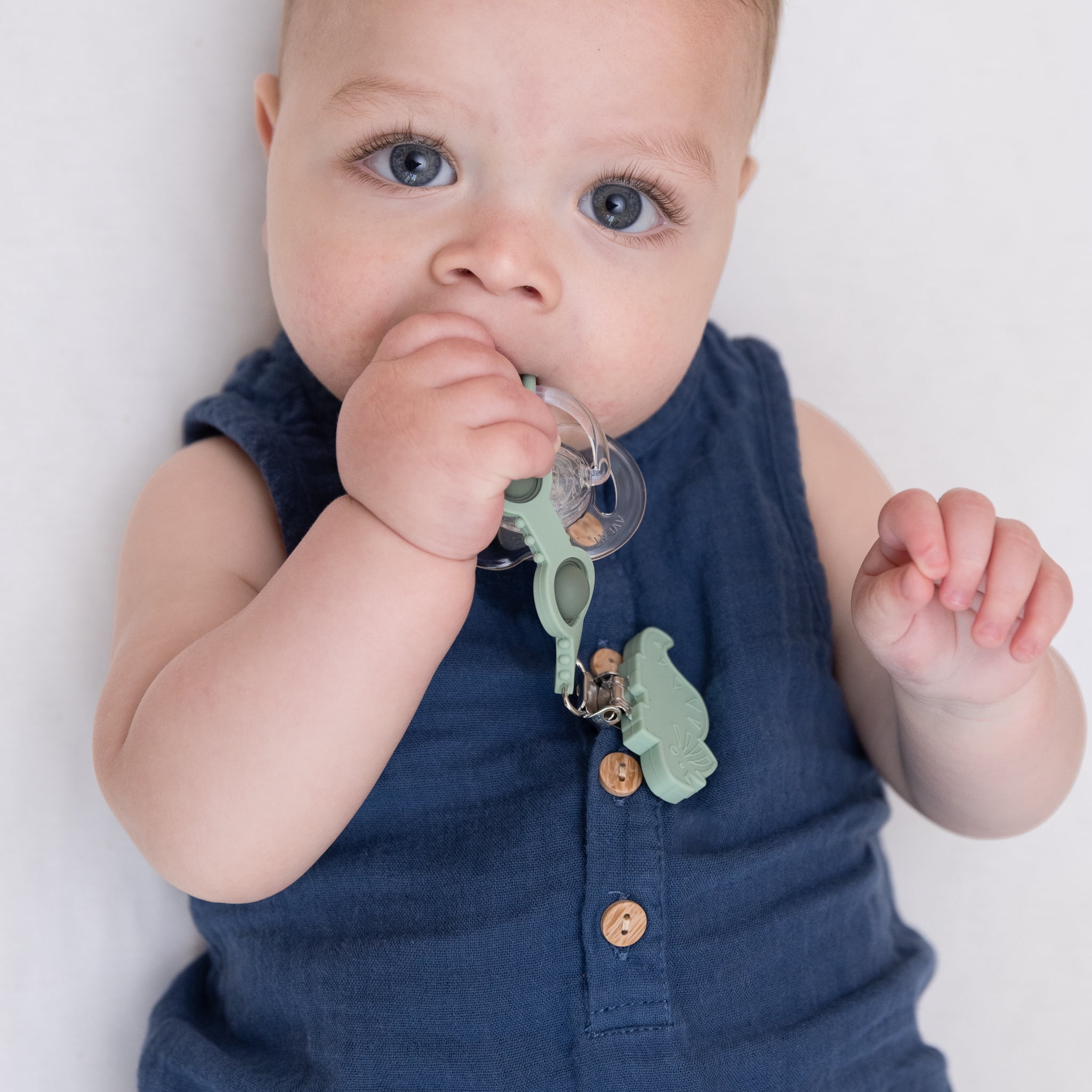 Dino Popper Pacifier Clip