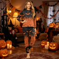 thumbnail image 2 of Halloween Family Pajamas Set Long Sleeve Crew Neck, Soft Matching Halloween Pajamas with Bat Pumpkin Print, Spooky Family Halloween Pajama Set Sleepwear, 2 of 4