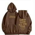 thumbnail image 2 of LEKDFST God Is Good All The Time Jesus Hoodies For Women Trendy Pullover Drawstring Letter Christian Sweatshirt Bible Verse Religious Tops With Pockets Coffee XXXL, 2 of 3