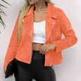 thumbnail image 6 of Tianiyouqing Womens Faux Suede Jacket 2024 Fall Winter Clothes Casual Zipper Cropped Coat Bomber Biker Moto Jackets Outwear Saffron S, 6 of 7