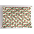 thumbnail image 1 of Roses Pillow Sham, Doodle Drawing Circular Shape Simplistic Floral Pattern, Decorative Standard Size Printed Pillowcase, 26" X 20", Lime Green Fern Green Vermilion White, by Ambesonne, 1 of 2