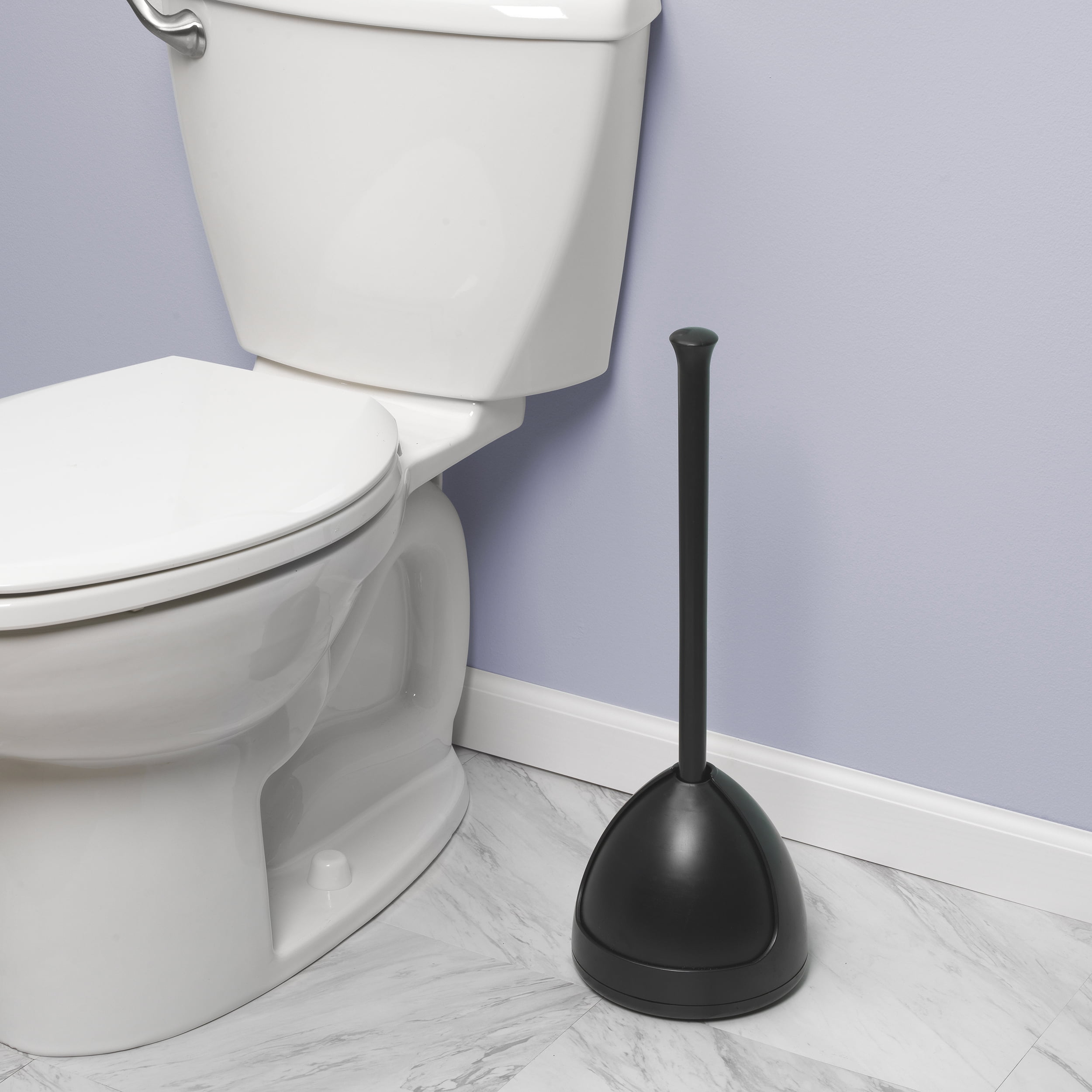 (2 pack) Plumb Craft Toilet Plunger with Twist Caddy Storage Holder - Black
