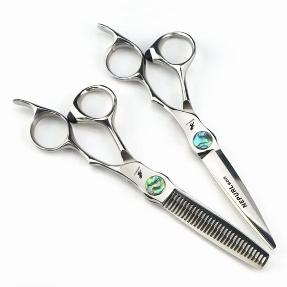 2PCS 440c Steel 6 '' Green Hair Scissors Cutting Barber Tools Tiger Haircut Thinning Shears Hairdresser Scissors