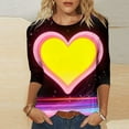 thumbnail image 2 of BLVB Womens 3/4 Sleeve Crew Neck T-Shirts Valentina's Day Spring Shirts Love Heart Printed Graphic Tees Tops Gifts, 2 of 6
