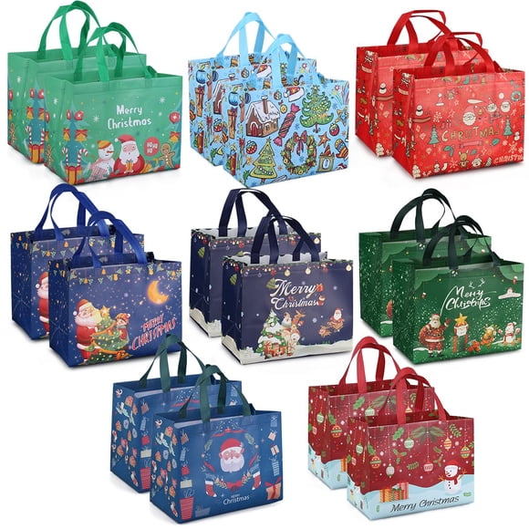 Bolsas de regalo de Navidad PARSUP, 16 unidades, no tejidas, 32 x 25 x 17 cm