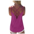 thumbnail image 2 of RYRJJ Women's Cute Criss Cross Back Tank Tops Casual Spaghetti Strap Sleeveless Loose Hollow Out Camisole Shirt Purple XXL, 2 of 6