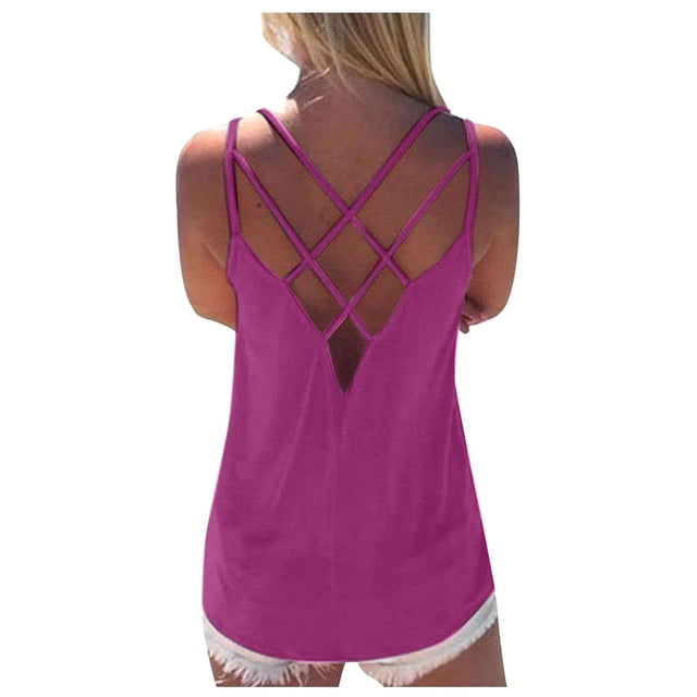 LSLJS Débardeurs à Bretelles Spaghetti pour Femmes Mode pour Femmes Gilet Uni Col Rond Ample Sans Manches Chandail à Enfiler Hauts Blouse