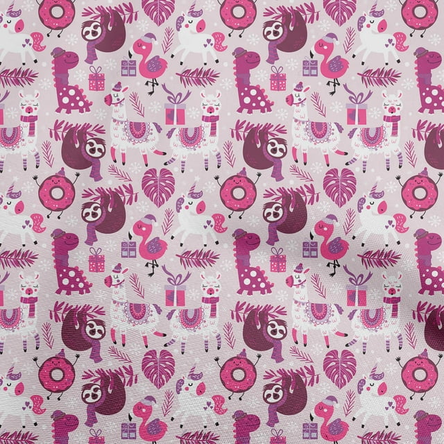 oneOone Tissu Jersey Coton Rose Blush Mignon Matériel de Robe Tissu Imprimé au Mètre 58 Pouces de Large