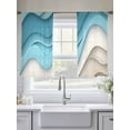 thumbnail image 4 of Blue Brown Waves Sheer Curtains 45 inches Long 2 Panels Set Abstract Water Ripple Modern Gradient Tiers Sheers Rod Pocket Small Window Short Curtains for Kitchen Cafe, Each 52" W x 45" L, 4 of 7