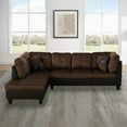 thumbnail image 6 of PonLiving Sectional Sofa, 102.5" 2 Piece Living Room Couch , Left Facing Chaise, Microfiber with Faux Leather Brown, 6 of 6