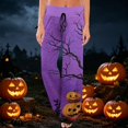 thumbnail image 2 of Domzest Halloween Pajama Pants for Women Halloween Graphic Wide Leg Sleepwear Drawstring Elastic Waisted Cute Pajama Bottoms Dark Purple L, 2 of 6