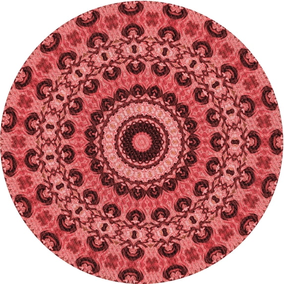 Ahgly Company Indoor Round Patterned Bean Red Area Rugs, 7' Round