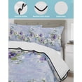thumbnail image 4 of Quilts Twin Size, Purple White Flowers Soft Comforter Bedding Set for Bed, Spring Farmhouse Botanical Floral Lightweight Quilted Bedspread with Pillow Cover(2 Pieces) for All Season, 68x86 Inch, 4 of 6