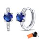 thumbnail image 1 of Pendientes de aro de plata de ley con piedras natales Silvora para mujer. Diamantes creados. Delicada joya de regalo para cumpleaños o Navidad, 1 of 8