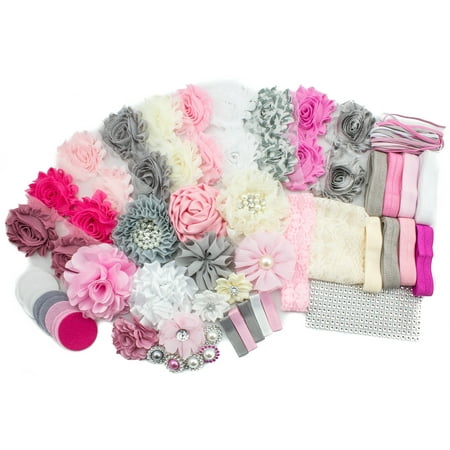 Headband Adapters Kit - JLIKA Fashion Headband Kit - Baby Shower Games Headband Station Party Supplies for DIY Hair Bow Maker - Make 32 Headbands and 5 Clips - Paris Inspired Collection
