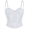 thumbnail image 2 of Sentmoon Body Shaper Tummy Control Body Shaper for Women Women Tight Fitting Fishbone Corset Eyelash Lace Shoulder Strap Corset Straps Tank Active for Working Out & Gym White M, 2 of 6