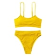 thumbnail image 2 of ylioge Womens Two Piece Swimsuits Tankini Ribbed Built in Removeable Bras Bikini Bathing Suits Ladies Solid High Waisted Swimsuit, 2 of 6