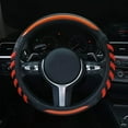 thumbnail image 2 of Luxury 3D Honeycomb Steering Wheel Cover Leather Sporty Anti-Slip Great Grip 15 Inch Universal Steering Wheel Cover for Men Women, Orange, 2 of 9