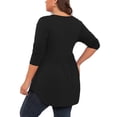 thumbnail image 3 of PINKSIR Plus Size Henley Shirts for Women V Neck Button Long Sleeve Flowy Tunic Tops Curved Hem Fall Blouse Black 2X, 3 of 9