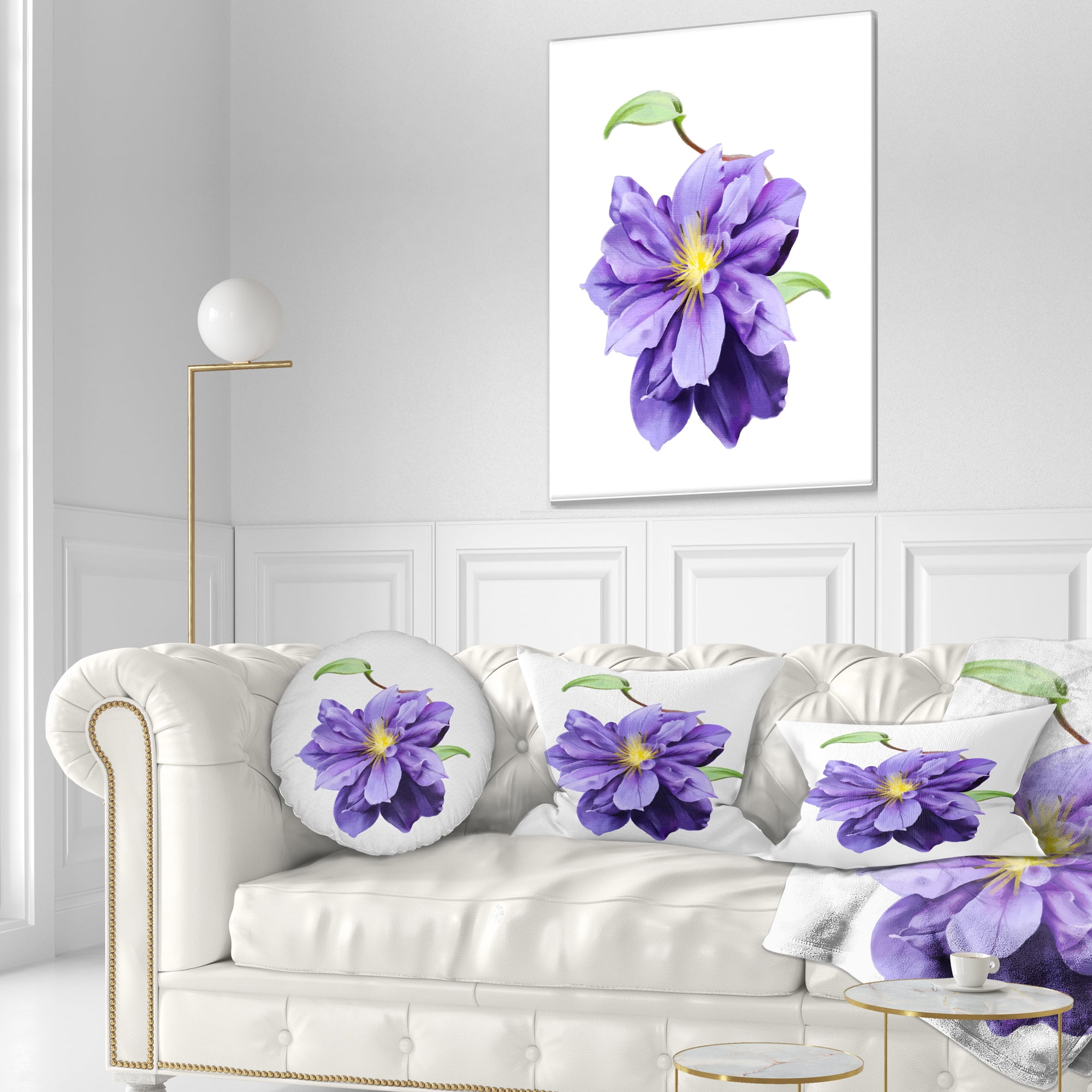 Designart Purple Watercolor Summer Flower - Floral Throw Pillow - 12x20