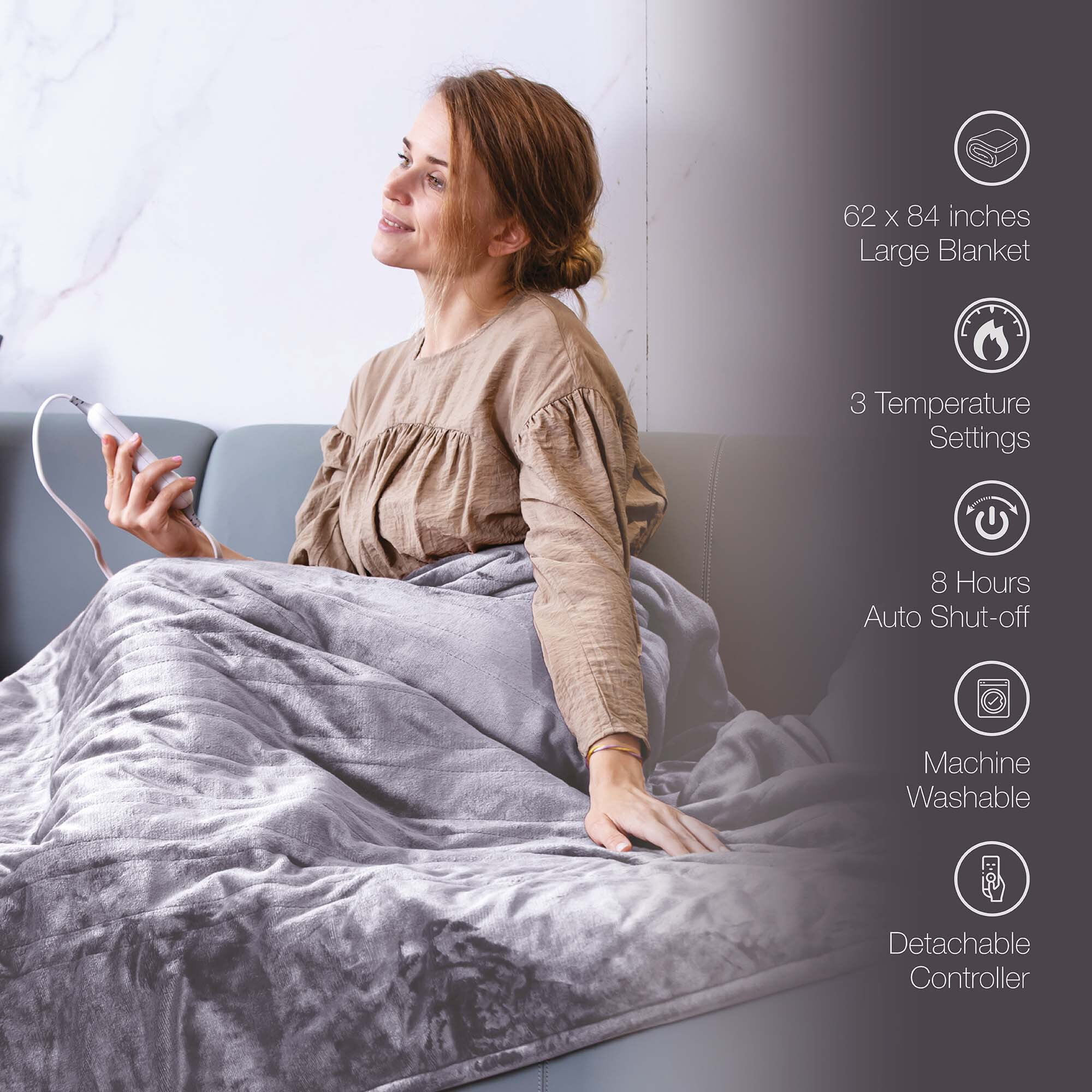 Ultimate Cozy Comfort  Relaxation Bundle – Heated Blanket, Neck  Shoulder Heating Pad, and Massaging Wrap